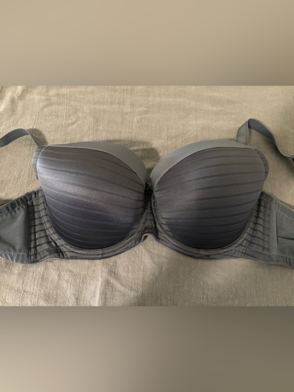 NWOT Gray Stripe 34G padded underwire push up bra